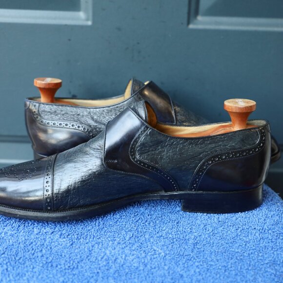 SALE - Moreschi 10.5 Burnished Monk Strap Black and Blue Mens Dress Shoes main image 7